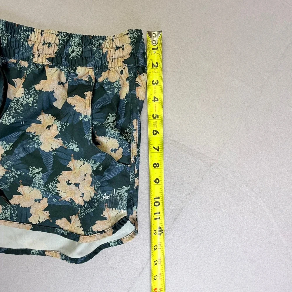 Guy Harvey Board Shorts Women XL Green Floral Hibiscus Drawstring Elastic Waist